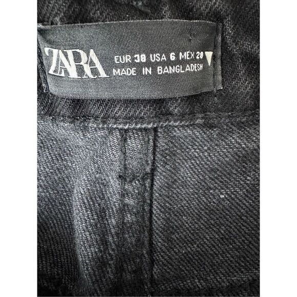 ZARA Wide Leg Black Size Pants Jeans‎ Size 26 Tall Long - Picture 3 of 7
